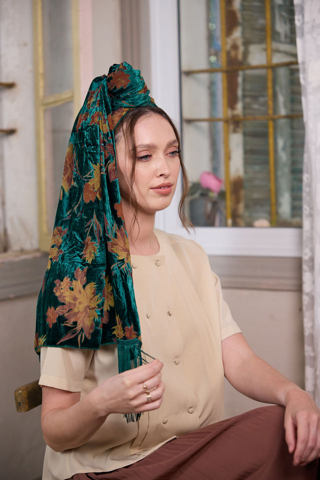 צעיף velvet ירוק בקבוק