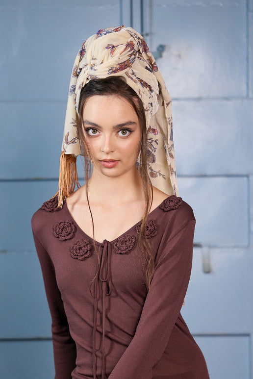 צעיף velvet חום