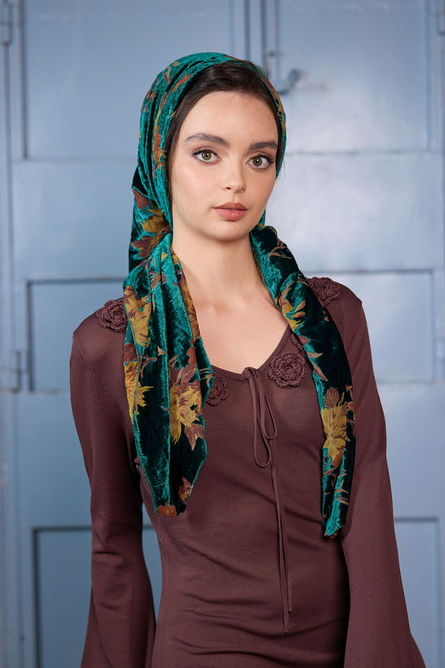 בנדנה velvet ירוק בקבוק