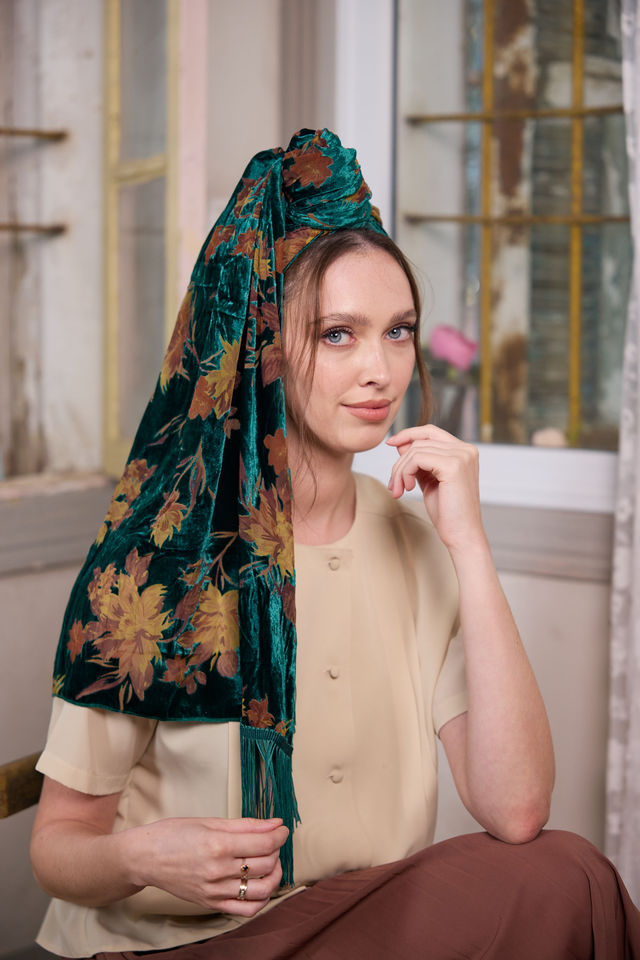 צעיף velvet ירוק בקבוק