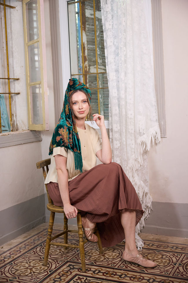 צעיף velvet ירוק בקבוק