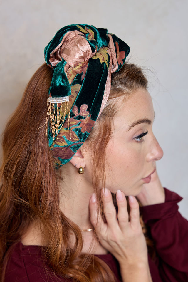 סרט לחצי כיסוי velvet ירוק בקבוק