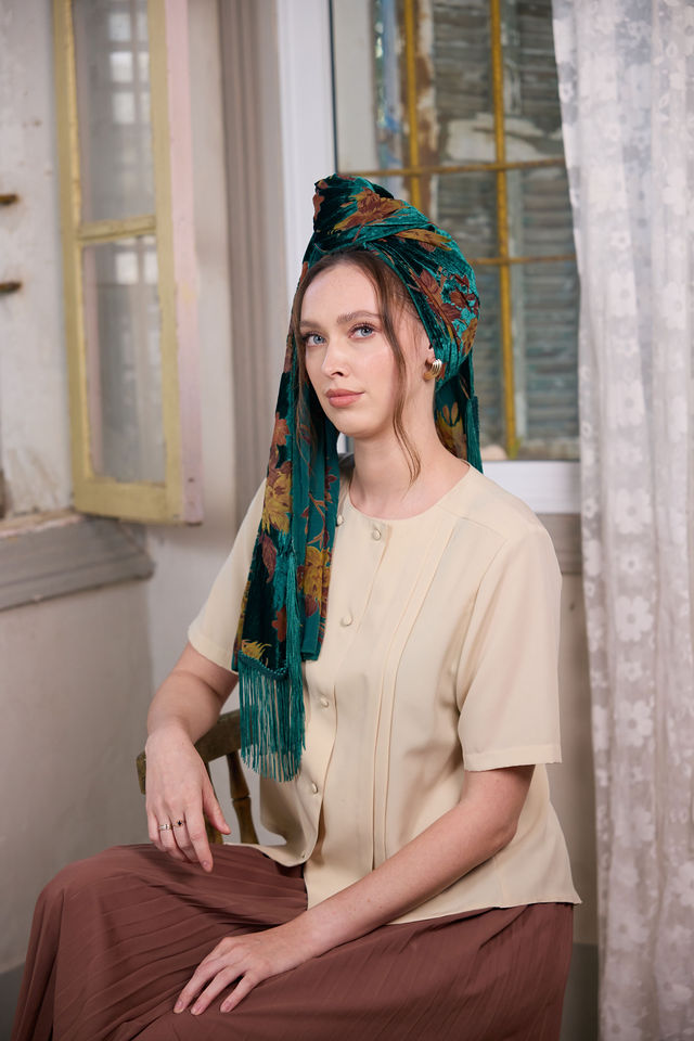 צעיף velvet ירוק בקבוק