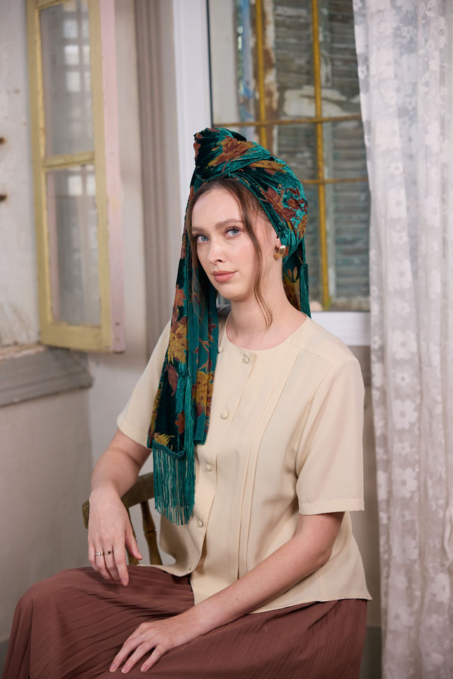 צעיף velvet ירוק בקבוק