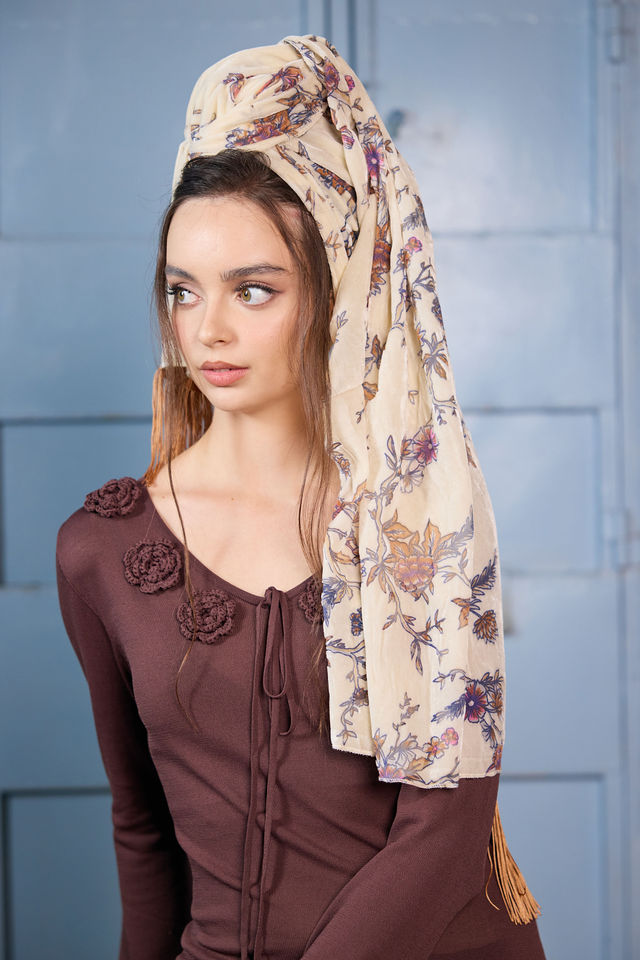 צעיף velvet חום