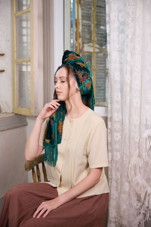 צעיף velvet ירוק בקבוק