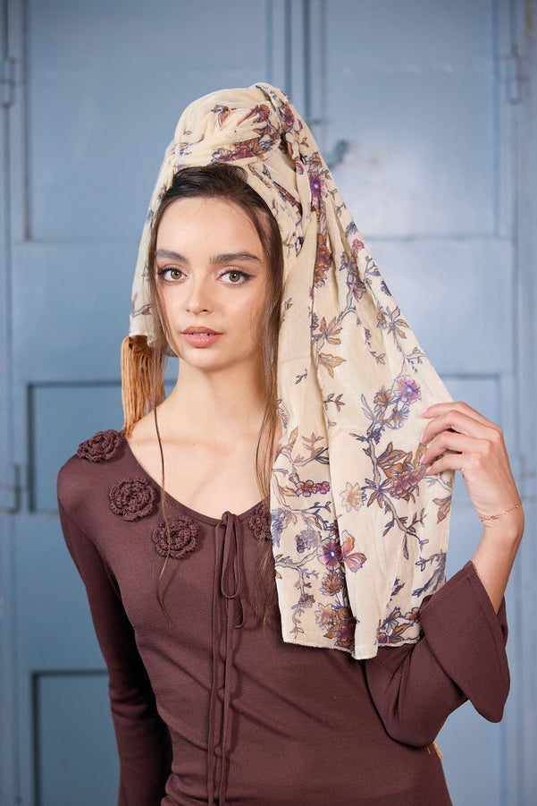 צעיף velvet חום