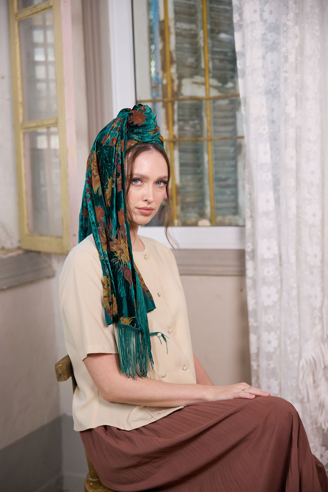 צעיף velvet ירוק בקבוק